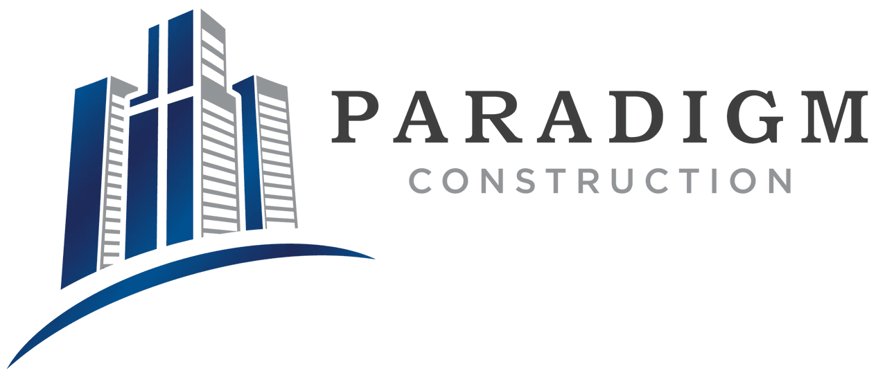 Paradigm Construction logo with building graphic.